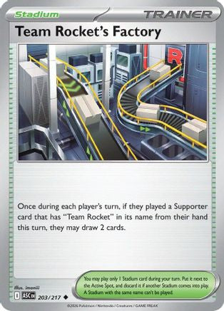 Team Rocket's Factory 203/217  - Reverse Holofoil ME Ascended Heroes - Uncommon
