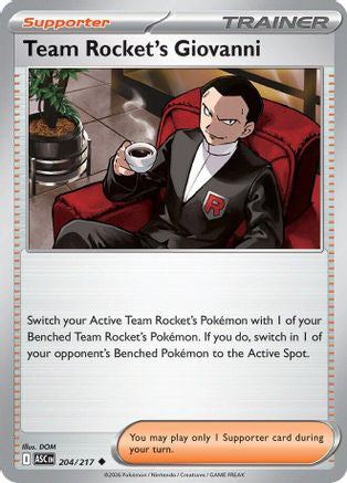 Team Rocket's Giovanni 204/217  - Reverse Holofoil ME Ascended Heroes - Uncommon