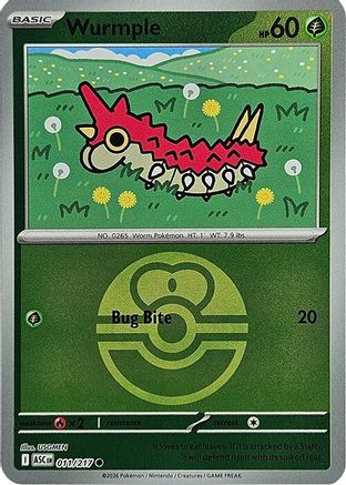 Wurmple (Love Ball) 011/217  - Reverse Holofoil ME Ascended Heroes - Common
