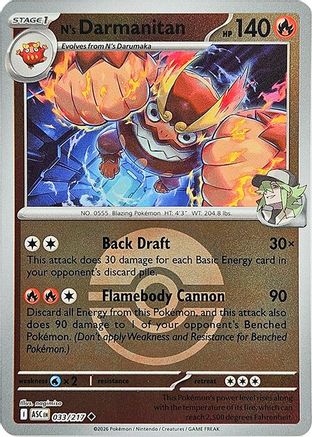 N's Darmanitan (Poke Ball) 033/217  - Reverse Holofoil ME Ascended Heroes - Uncommon