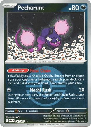 Pecharunt (Poke Ball) 143/217  - Reverse Holofoil ME Ascended Heroes - Rare