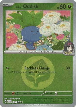 Erika's Oddish (Energy Symbol Pattern) 001/217  - Reverse Holofoil ME Ascended Heroes - Common