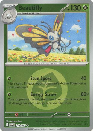 Beautifly (Energy Symbol Pattern) - 013/217  - Reverse Holofoil ME Ascended Heroes - Uncommon