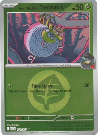 Team Rocket's Tarountula (Energy Symbol Pattern) 018/217  - Reverse Holofoil ME Ascended Heroes - Common
