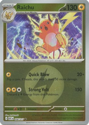 Raichu (Energy Symbol Pattern) 056/217  - Reverse Holofoil ME Ascended Heroes - Uncommon