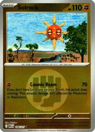 Solrock (Energy Symbol Pattern) 106/217  - Reverse Holofoil ME Ascended Heroes - Uncommon