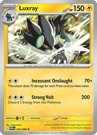 Luxray 028/088  - Reverse Holofoil ME03 Perfect Order - Rare