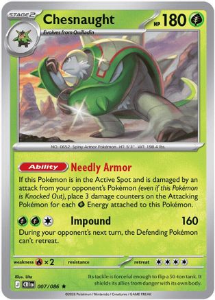 Chesnaught 007/086  - Holofoil ME04 Chaos Rising - Rare
