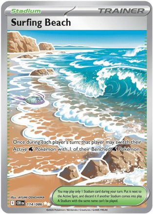 Surfing Beach 114/086  - Holofoil ME04 Chaos Rising - Ultra Rare