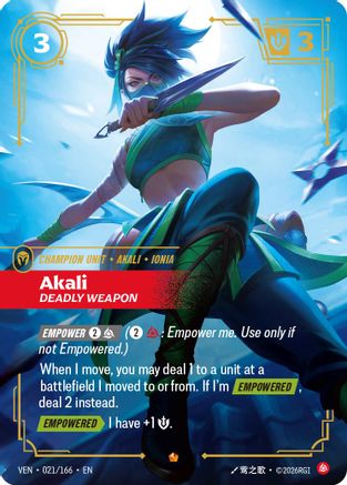 Akali - Deadly Weapon (021/166) - Vendetta Foil