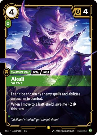 Akali - Silent (Alternate Art) (038a/166) - Vendetta Foil