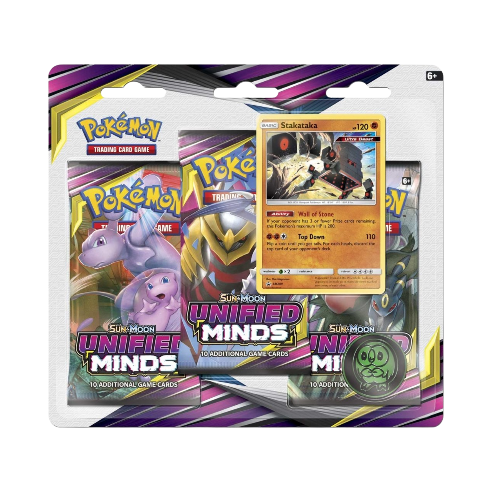 Pokemon Sun & Moon Unified Minds 3 Pack Blister [Stakataka]